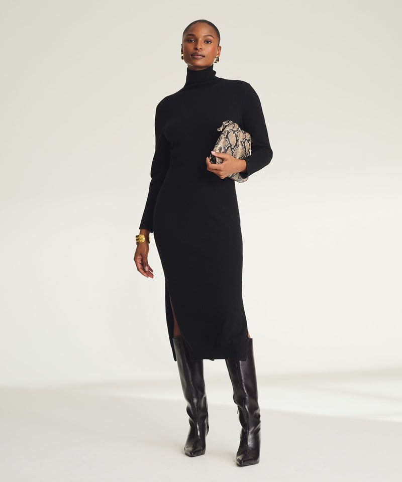 Signature Cashmere Turtleneck Dress with Slits by NAADAM, 100% Cashmere
