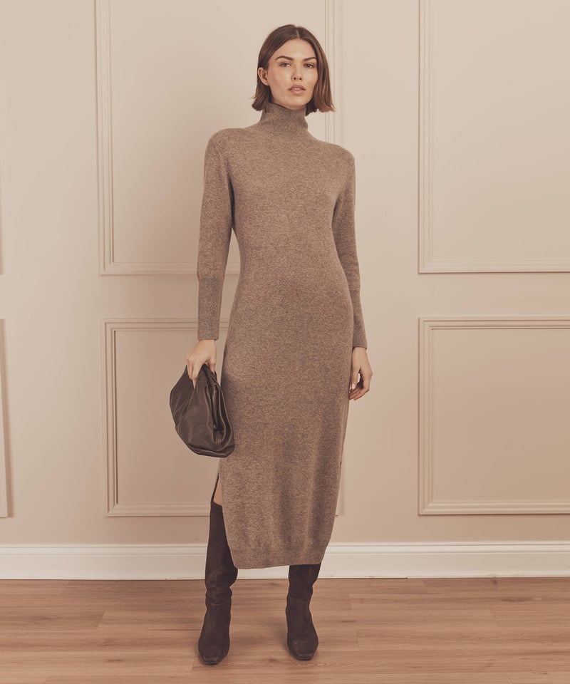 Signature Cashmere Turtleneck Dress with Slits by NAADAM, 100% Cashmere