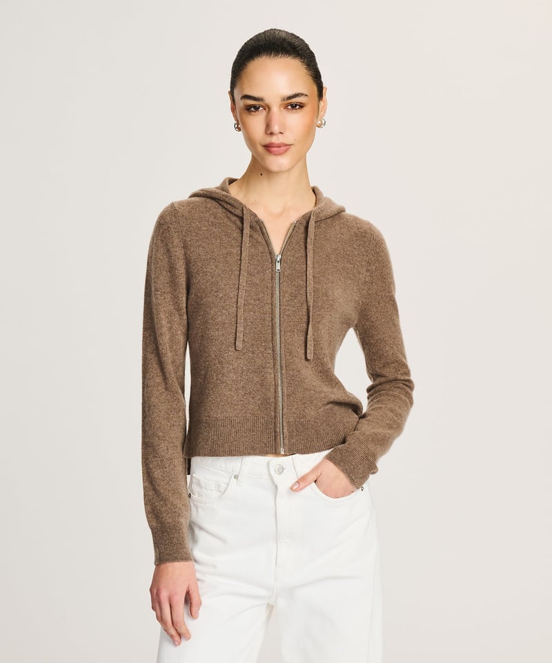 Signature Cashmere Cropped Zip Up Hoodie by NAADAM, 100% Cashmere