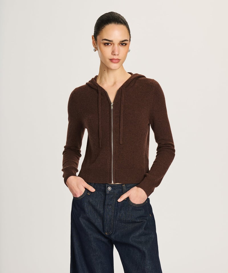 Signature Cashmere Cropped Zip Up Hoodie by NAADAM, 100% Cashmere