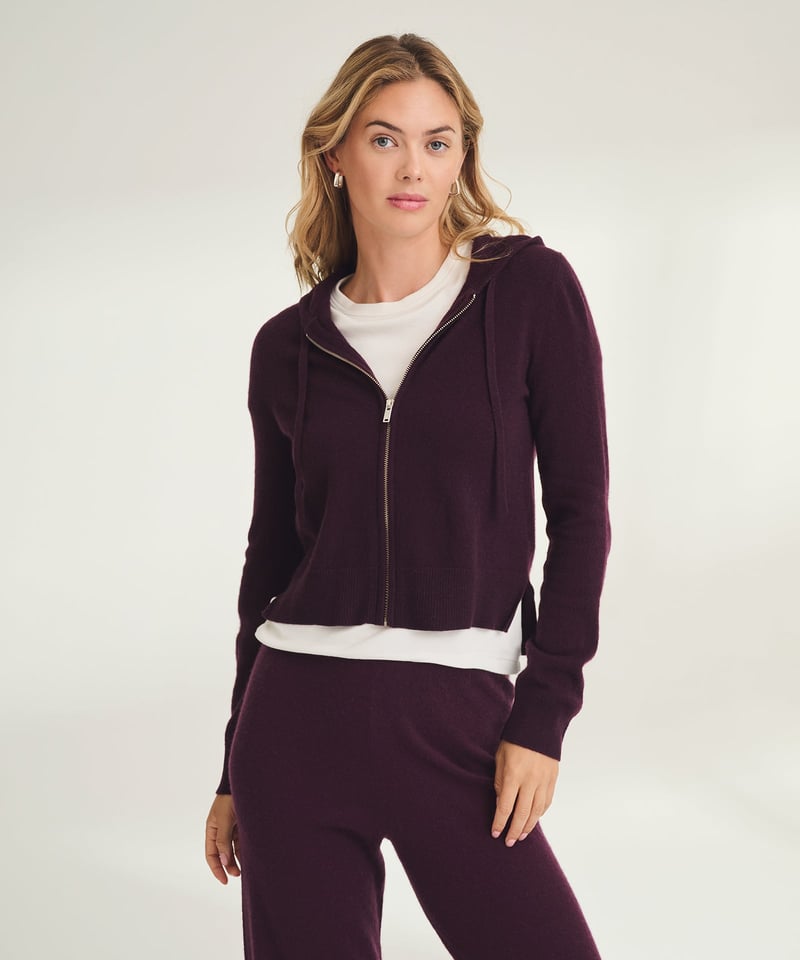 Signature Cashmere Cropped Zip Up Hoodie by NAADAM, 100% Cashmere