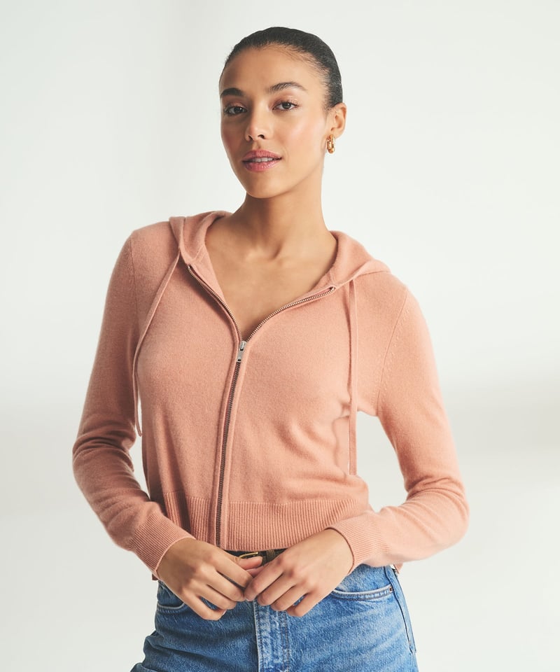 Signature Cashmere Cropped Zip Up Hoodie by NAADAM, 100% Cashmere