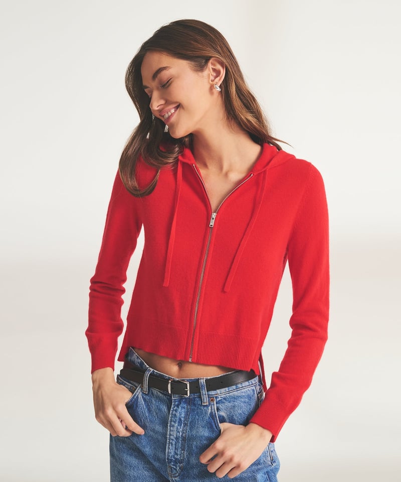 Signature Cashmere Cropped Zip Up Hoodie by NAADAM, 100% Cashmere