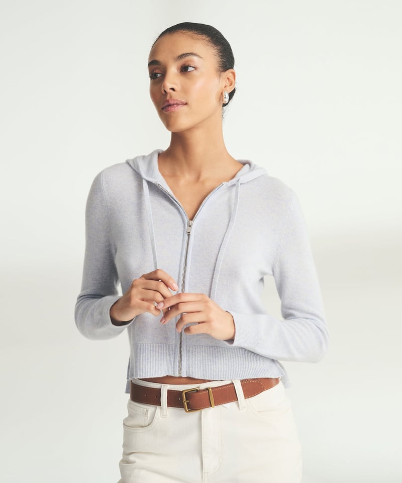 Signature Cashmere Cropped Zip Up Hoodie by NAADAM, 100% Cashmere