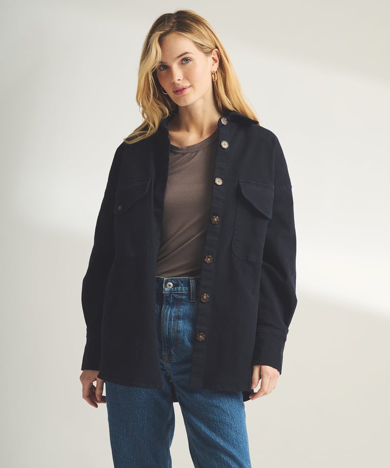 Soft Denim Oversized Jacket by NAADAM, 98% Cotton, 2% Elastane