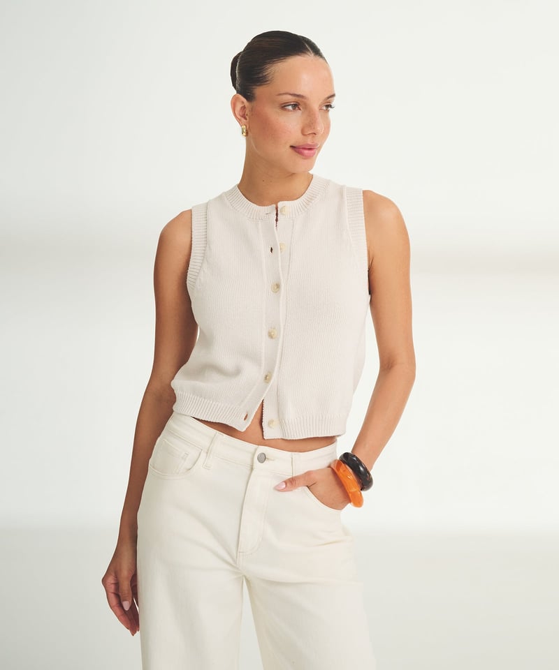Cotton Sleeveless Cardigan by NAADAM, 100% Cotton