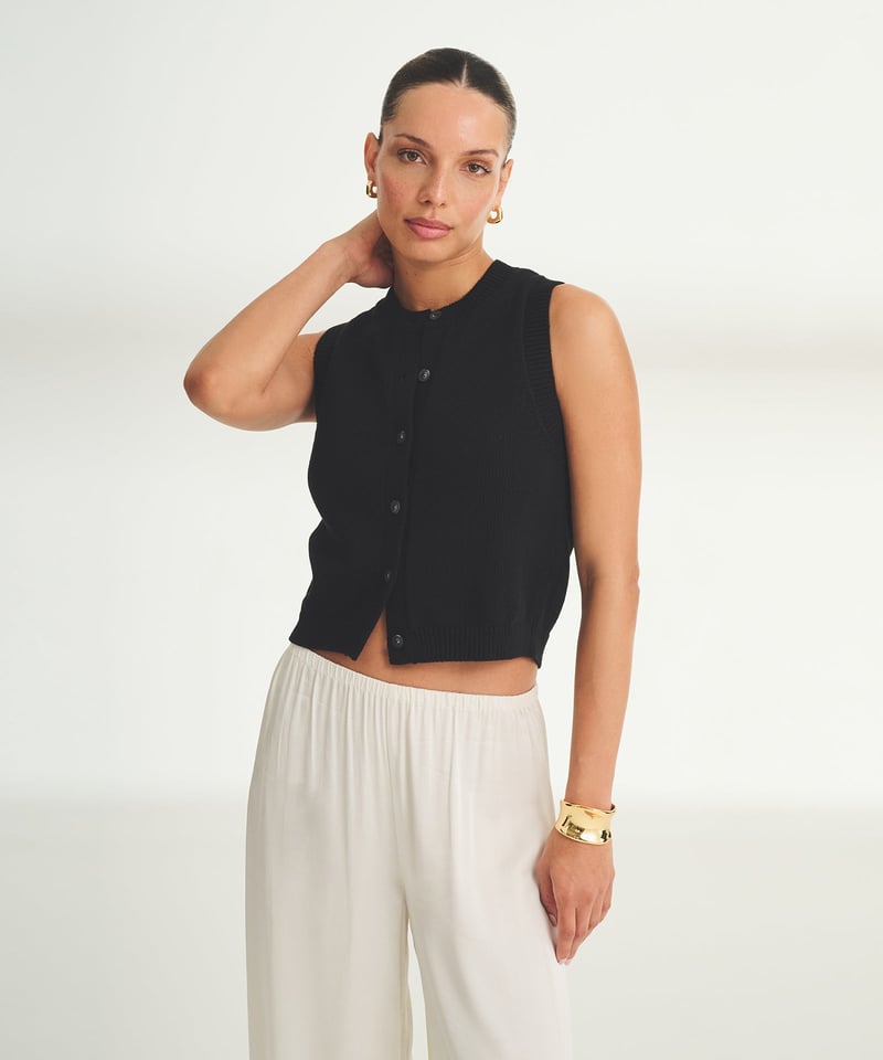 Cotton Sleeveless Cardigan by NAADAM, 100% Cotton