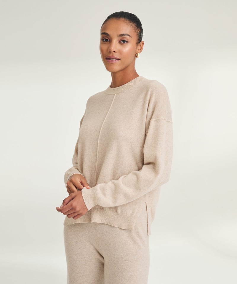 Signature Cashmere Crewneck Sweater with Pintucks by NAADAM, 100% Cashmere