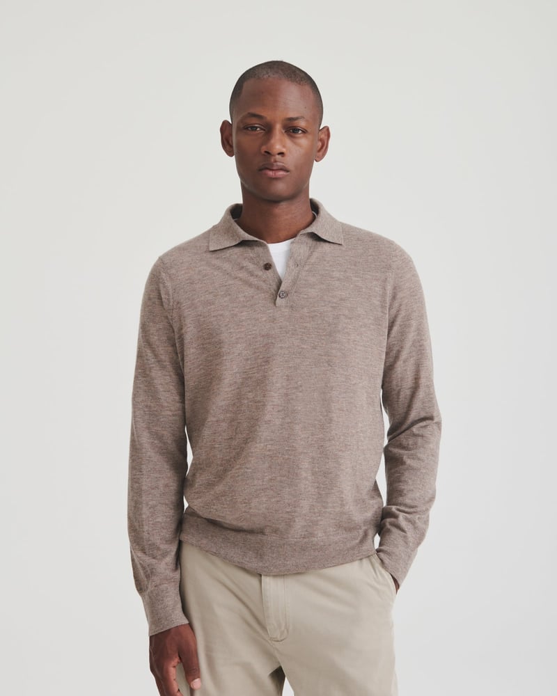 Super Fine Cashmere Long Sleeve Polo by NAADAM, 100% Cashmere