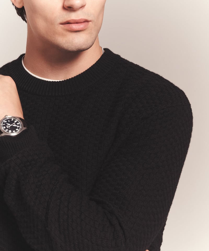 Cotton Cashmere Textured Crewneck by NAADAM, 70% Cotton, 20% Silk, 10% Cashmere