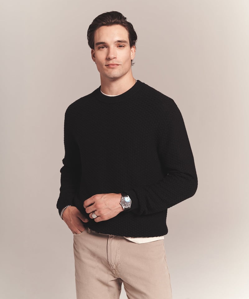 Cotton Cashmere Textured Crewneck by NAADAM, 70% Cotton, 20% Silk, 10% Cashmere