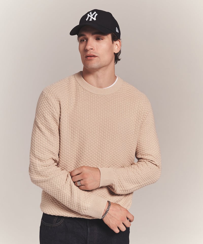 Cotton Cashmere Textured Crewneck by NAADAM, 70% Cotton, 20% Silk, 10% Cashmere