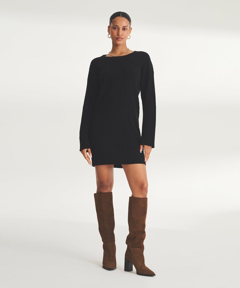 Signature Cashmere Wide Rib Mini Dress by NAADAM, 100% Cashmere