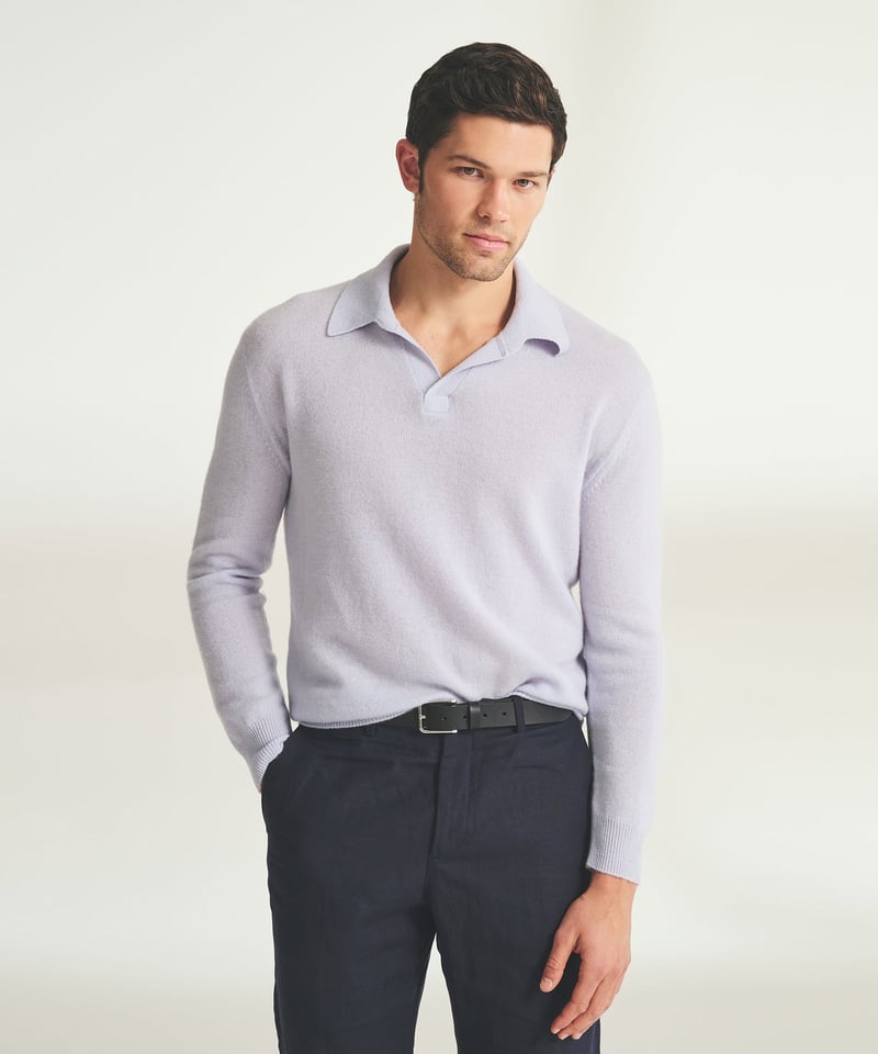 Lightweight Cashmere Relaxed Polo by NAADAM, 100% Cashmere