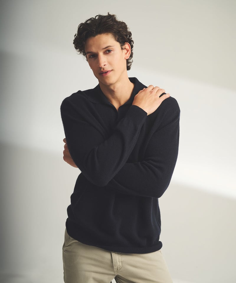 Lightweight Cashmere Relaxed Polo by NAADAM, 100% Cashmere