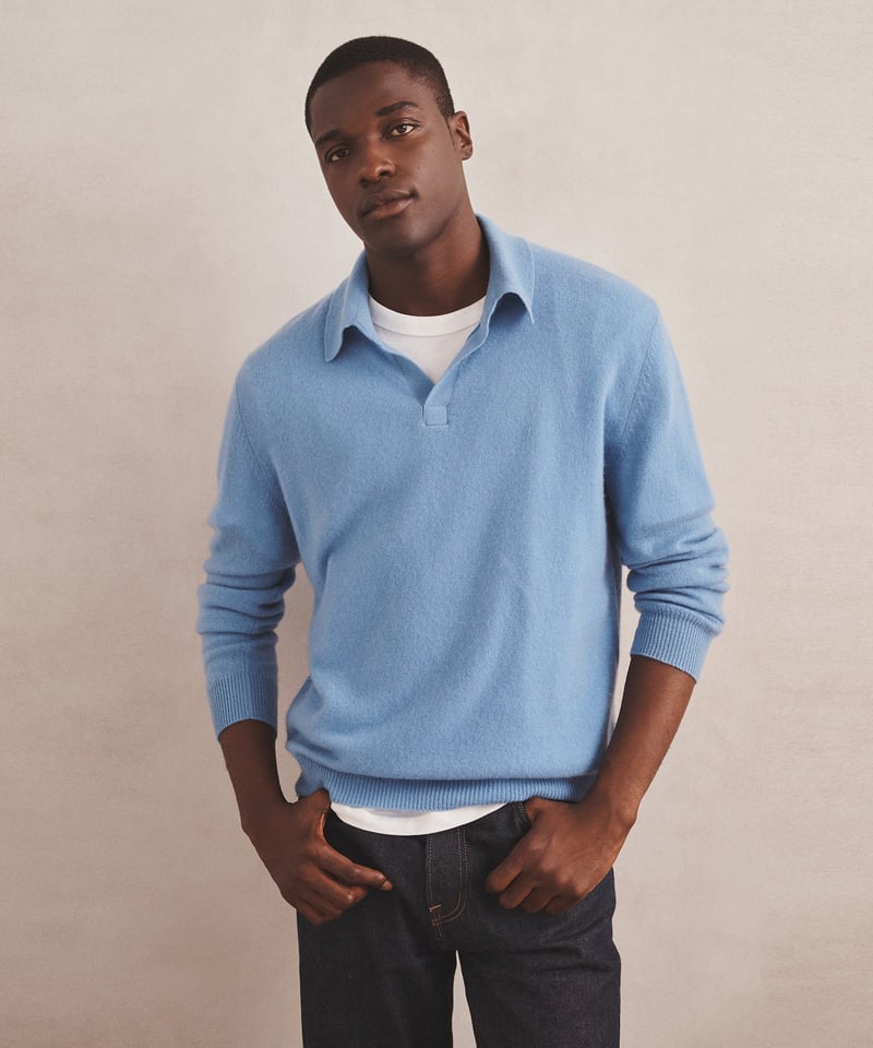 Lightweight Cashmere Relaxed Polo by NAADAM, 100% Cashmere