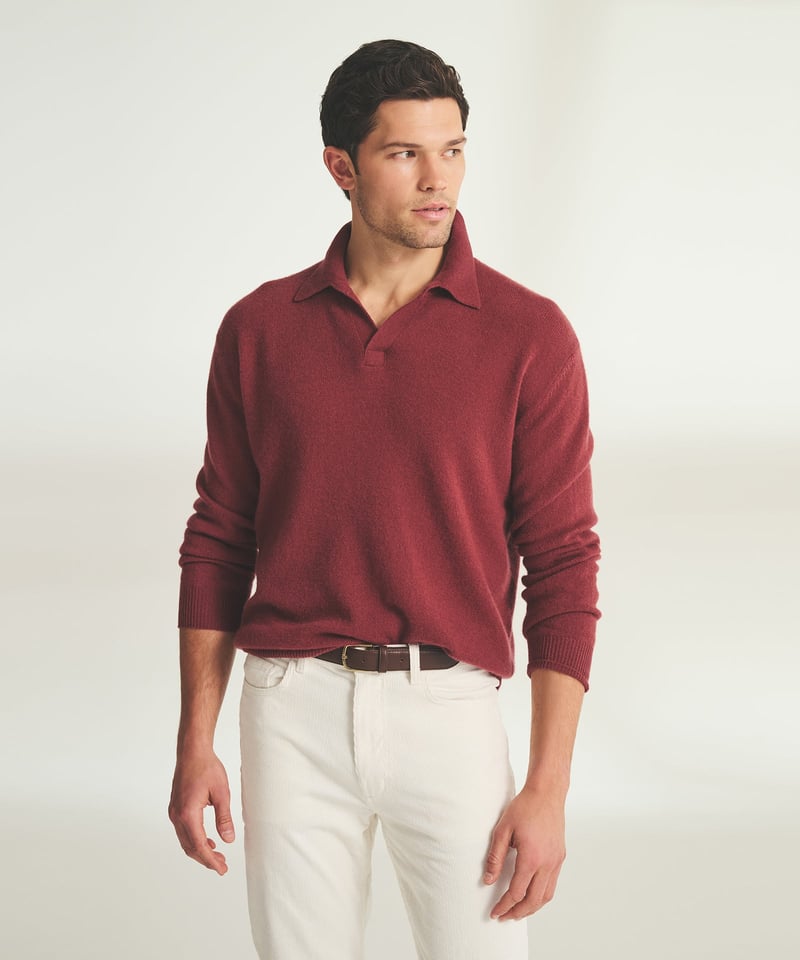 Lightweight Cashmere Relaxed Polo by NAADAM, 100% Cashmere