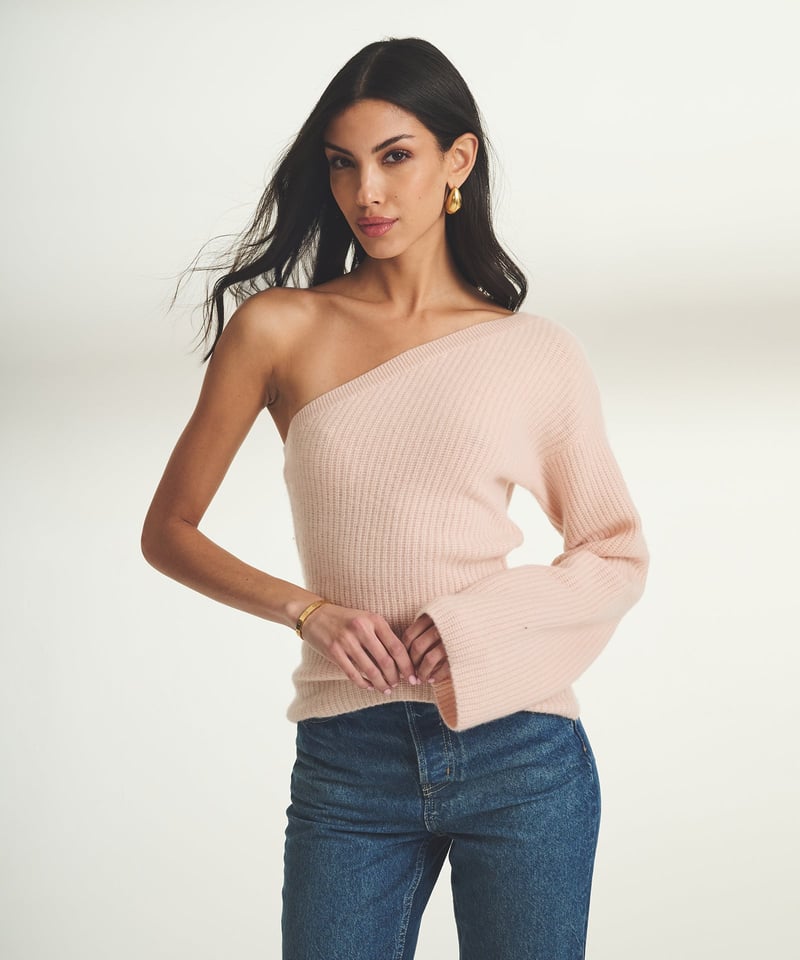 Cashmere Ribbed Asymmetrical Top by NAADAM, 100% Cashmere