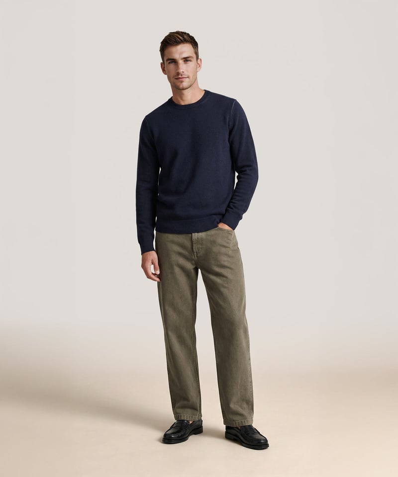 Cashmino Crewneck Sweater with Contrast Trim by NAADAM, 90% Wool, 10% Cashmere