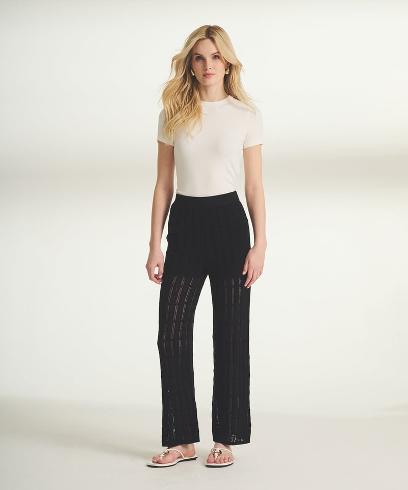 Silk Blend Pointelle Cropped Pant by NAADAM, 70% Cotton, 20% Silk, 10% Cashmere