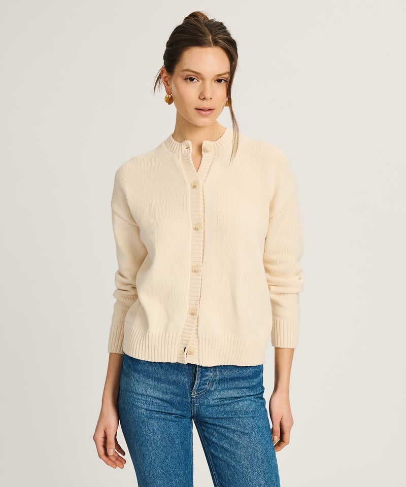 Cotton High Neck Cardigan by NAADAM, 100% Cotton