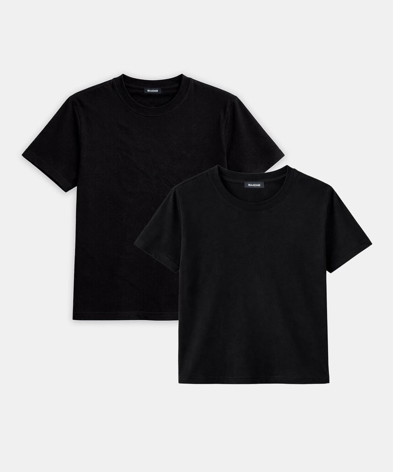 2-Pack Lightweight Brushed Cotton Relaxed Tee & Slim Tee by NAADAM, 100% Cotton