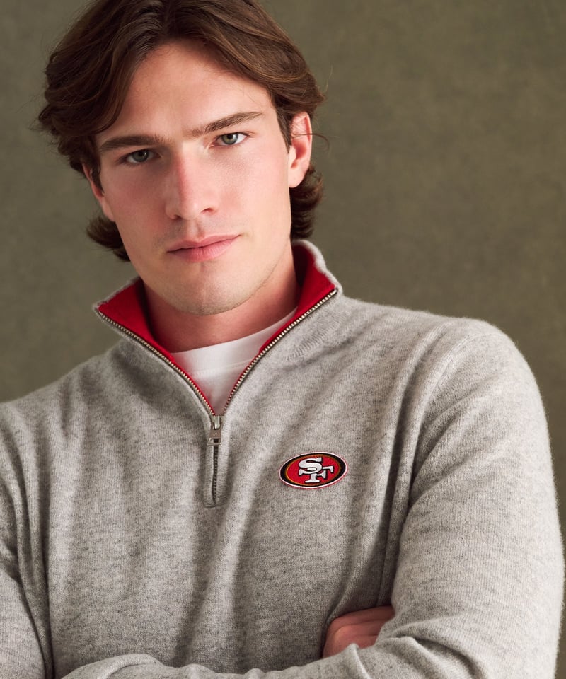 NFL Signature Cashmere Color Blocked Quarter Zip by NAADAM, 100% Cashmere