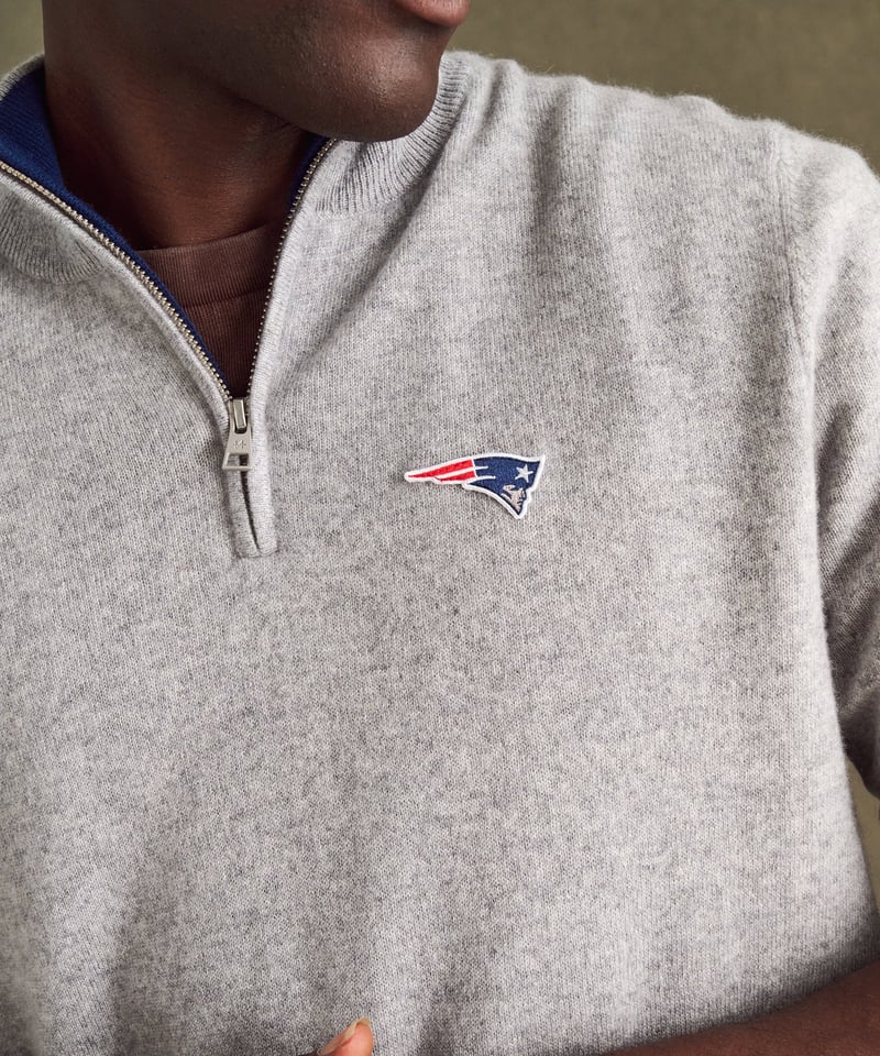 NFL Signature Cashmere Color Blocked Quarter Zip by NAADAM, 100% Cashmere