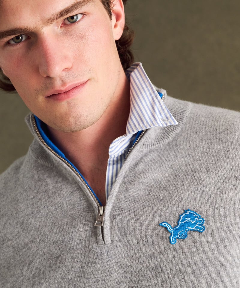 NFL Signature Cashmere Color Blocked Quarter Zip by NAADAM, 100% Cashmere