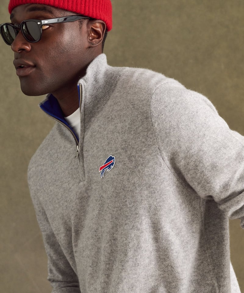 NFL Signature Cashmere Color Blocked Quarter Zip by NAADAM, 100% Cashmere