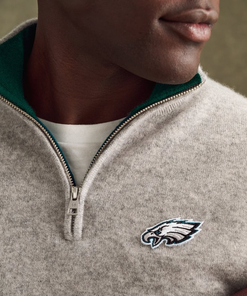 NFL Signature Cashmere Color Blocked Quarter Zip by NAADAM, 100% Cashmere