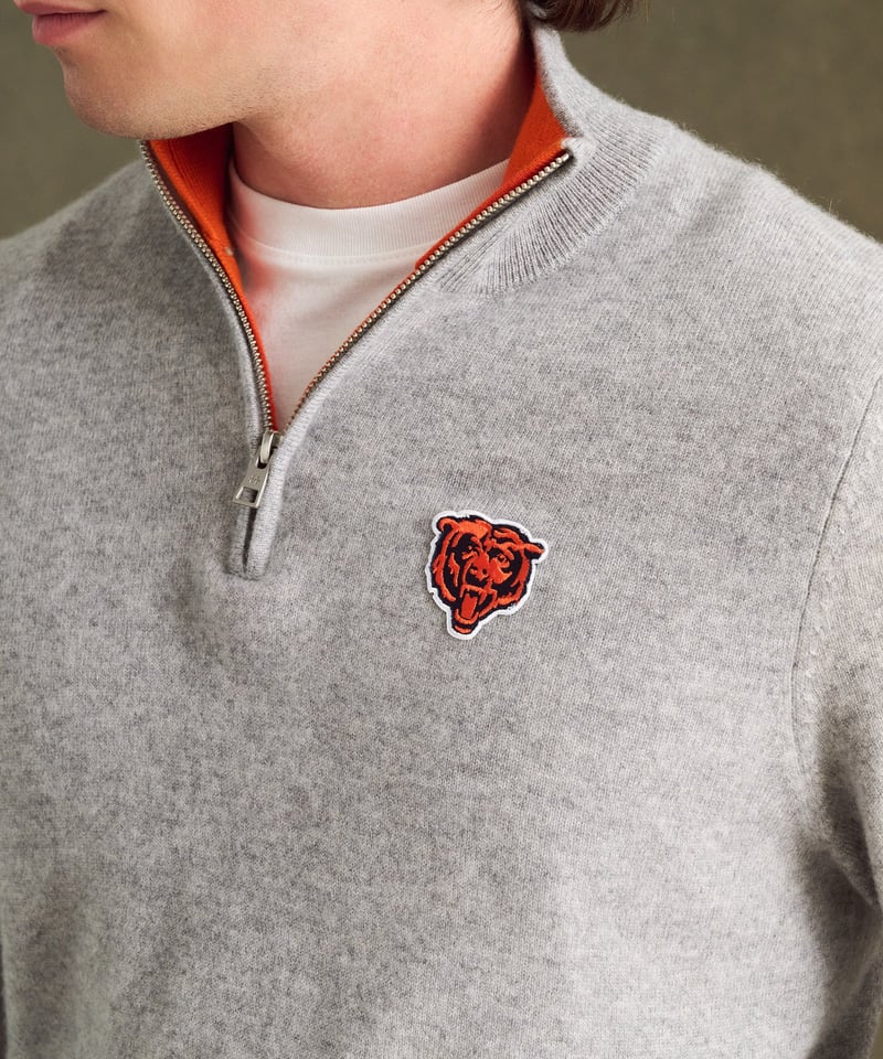 NFL Signature Cashmere Color Blocked Quarter Zip by NAADAM, 100% Cashmere