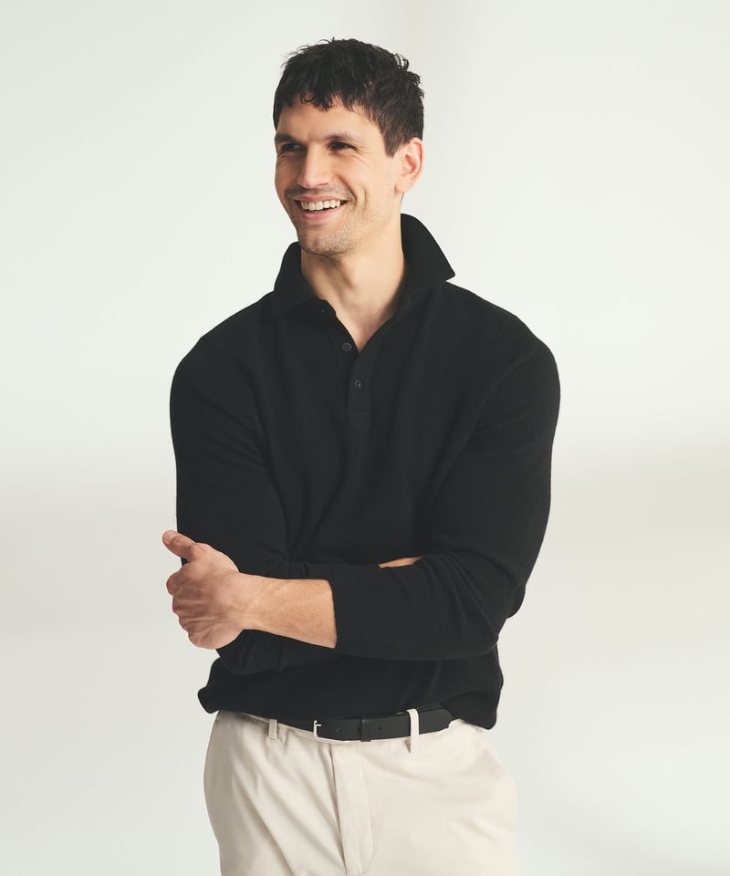 Signature Cashmere Long Sleeve Polo by NAADAM, 100% Cashmere