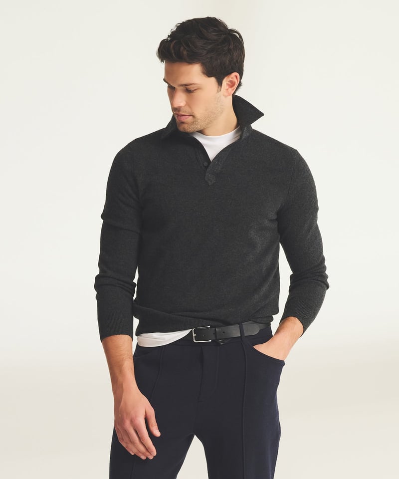 Signature Cashmere Long Sleeve Polo by NAADAM, 100% Cashmere
