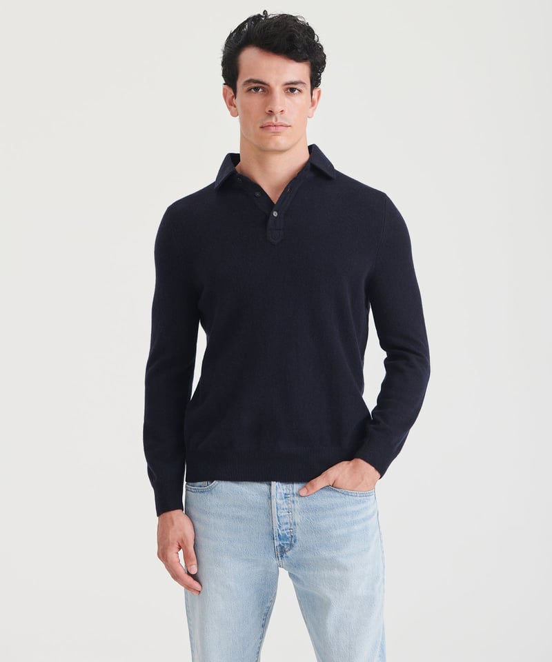 Signature Cashmere Long Sleeve Polo by NAADAM, 100% Cashmere