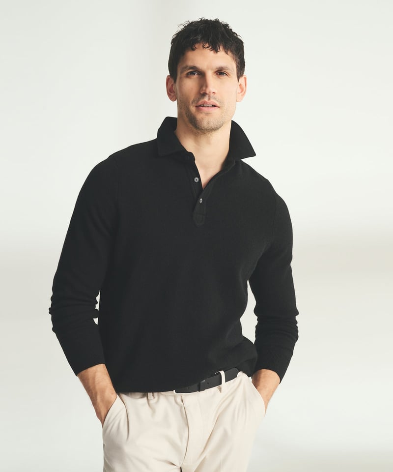 Signature Cashmere Long Sleeve Polo by NAADAM, 100% Cashmere