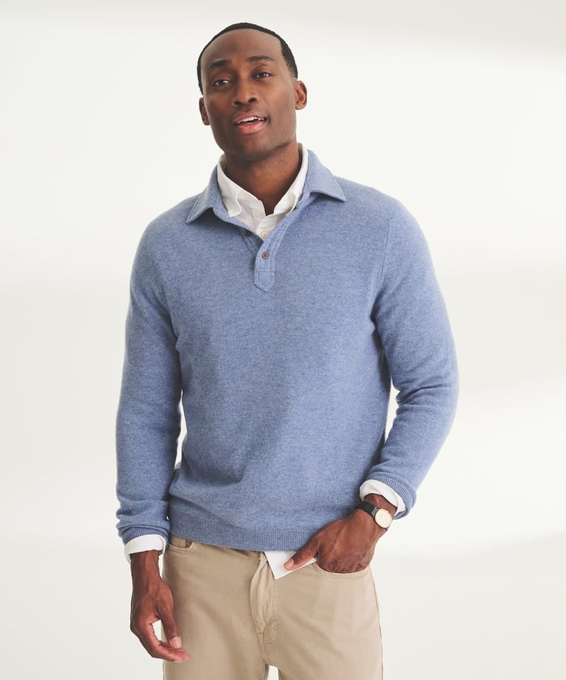 Signature Cashmere Long Sleeve Polo by NAADAM, 100% Cashmere