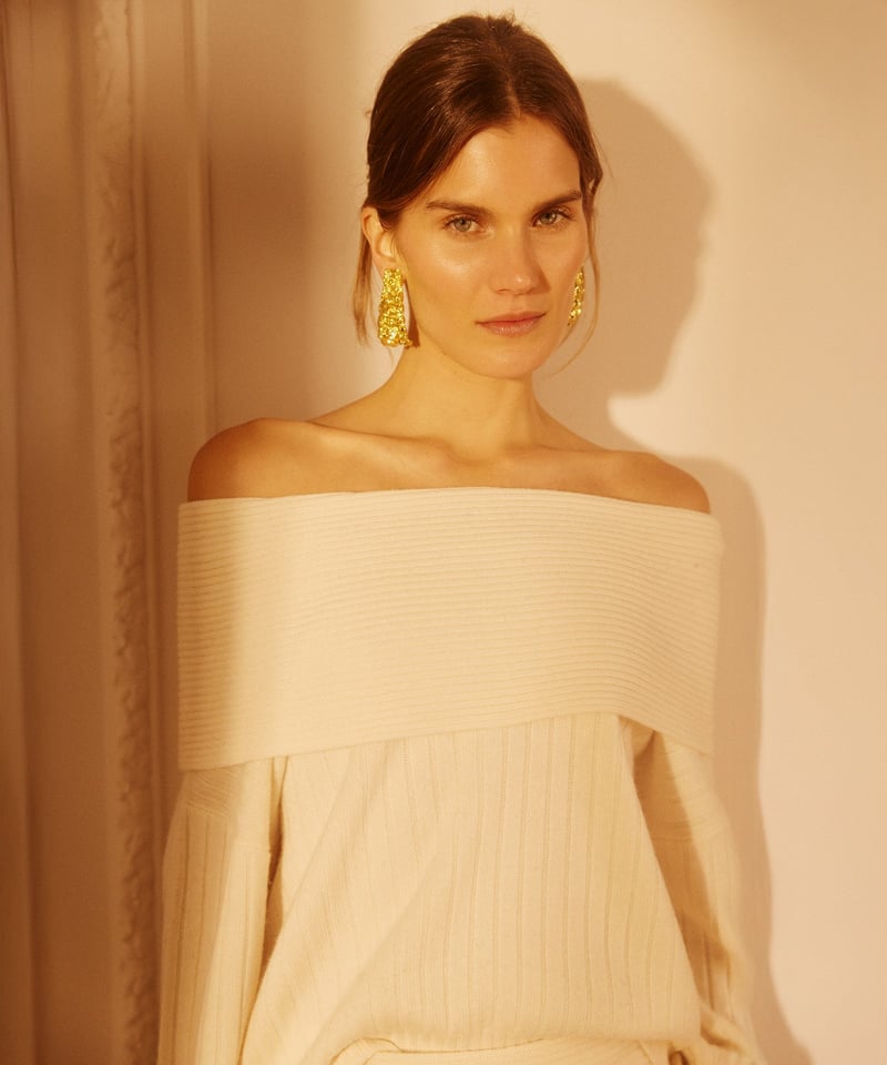 Premium Cashmino Ribbed Draped Top by NAADAM, 90% Wool, 10% Cashmere
