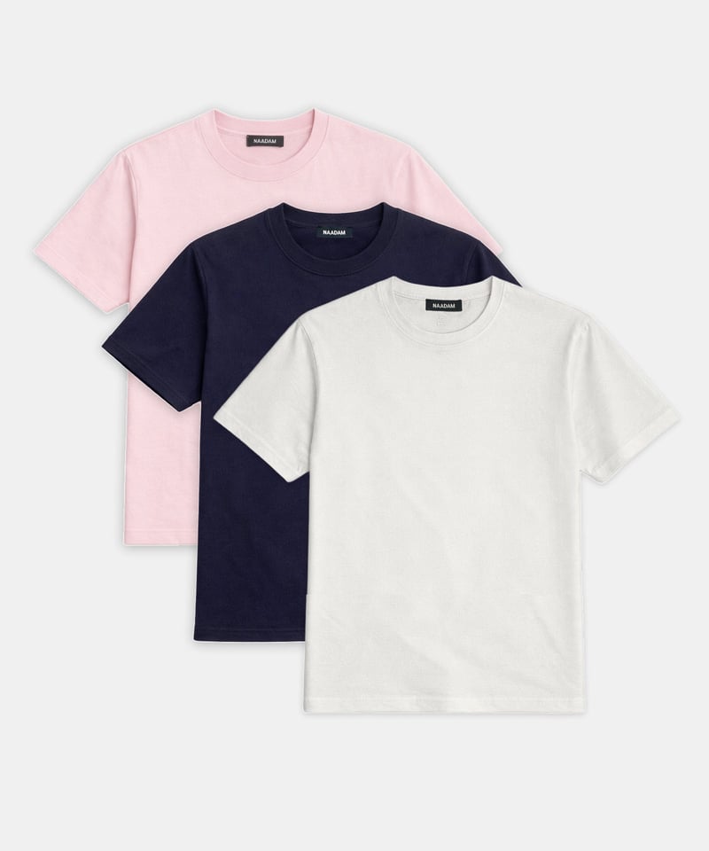 3-Pack Lightweight Brushed Cotton Relaxed Tee by NAADAM, 100% Cotton
