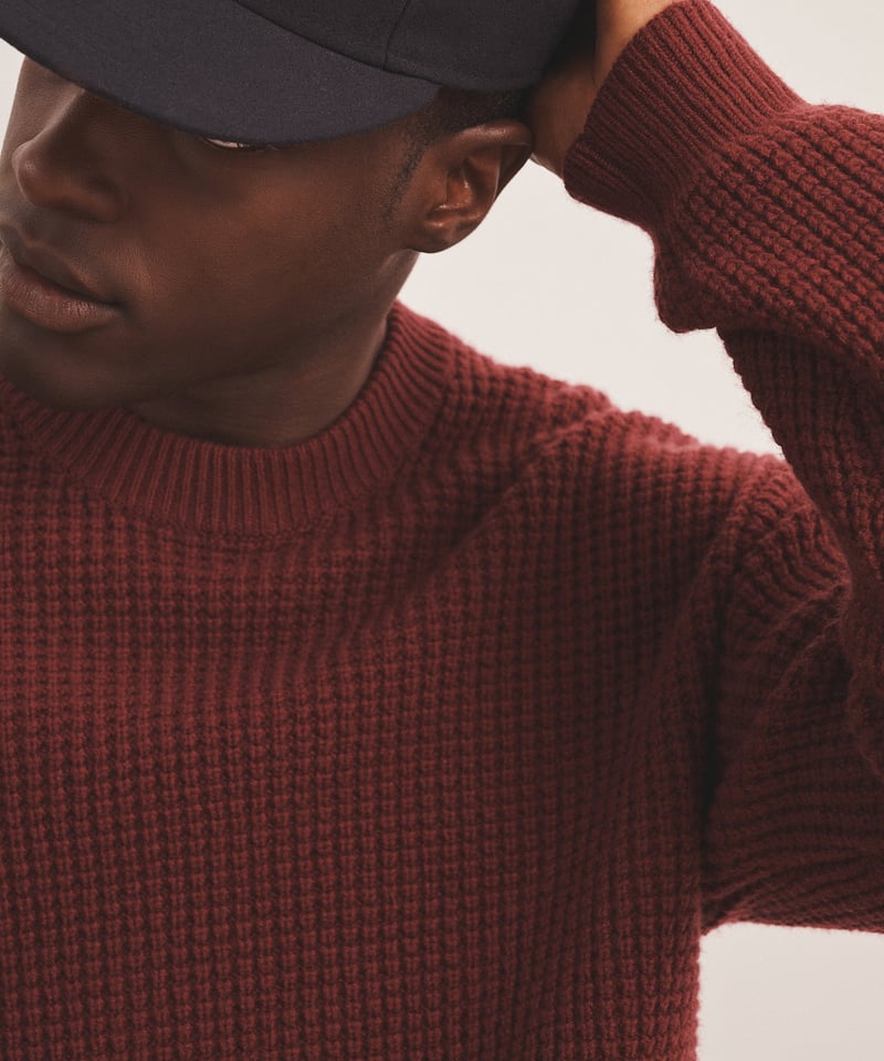 Cashmino Waffle Crewneck Sweater by NAADAM, 90% Wool, 10% Cashmere