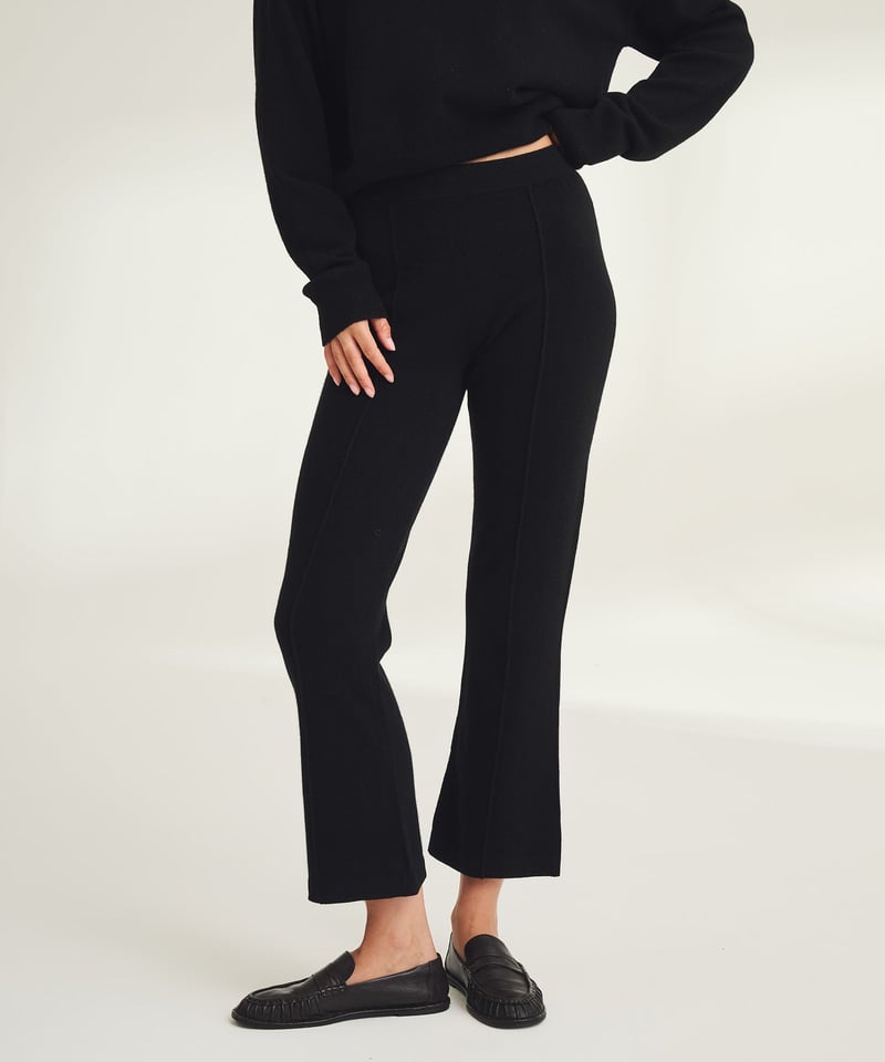 Signature Cashmere Cropped Pant with Pintucks by NAADAM, 100% Cashmere