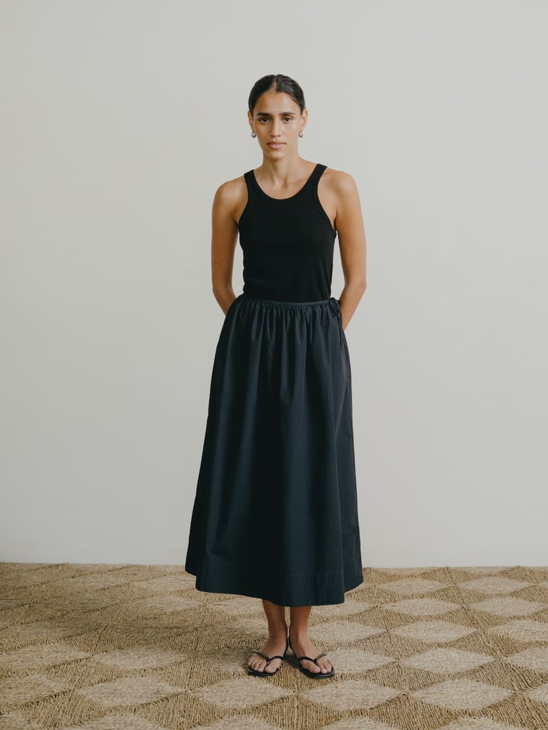 Avita Skirt, Organic Poplin, Black by OZMA, 100% Cotton