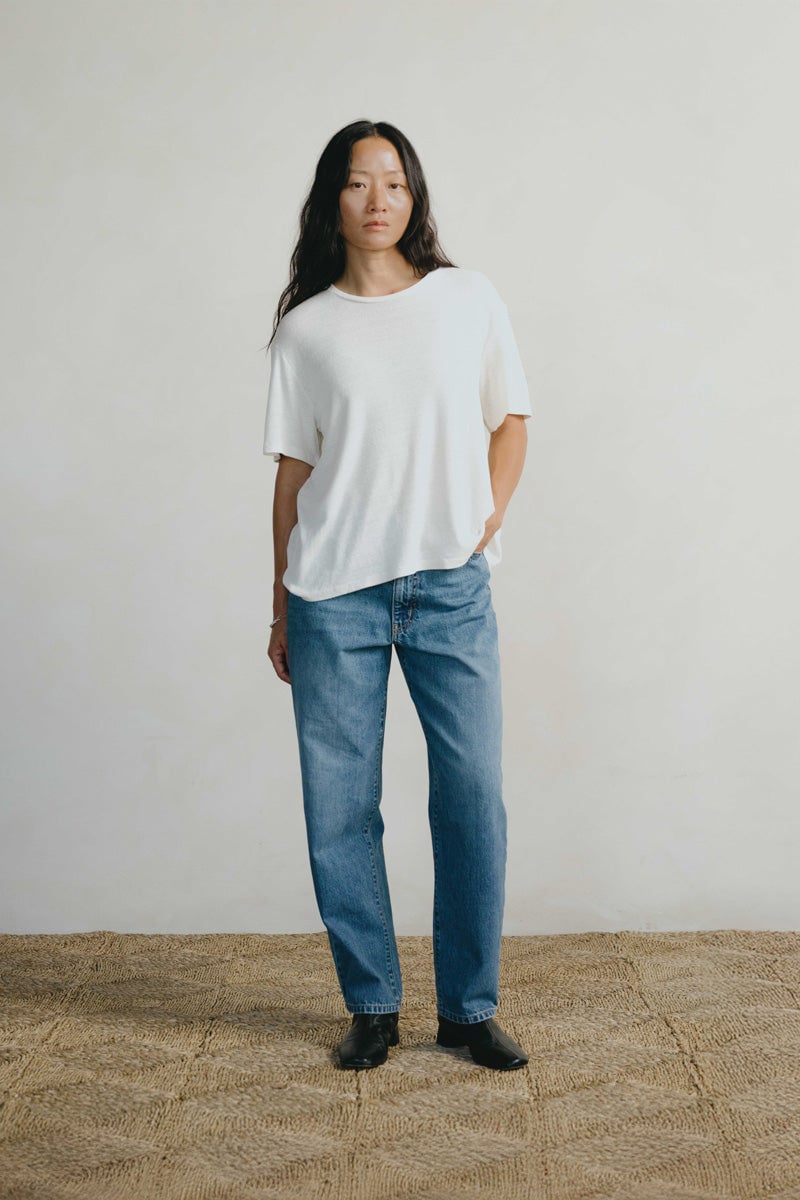 Una Jean, Tencel Denim, Worn by OZMA, 83% Cotton, 17% Lyocell