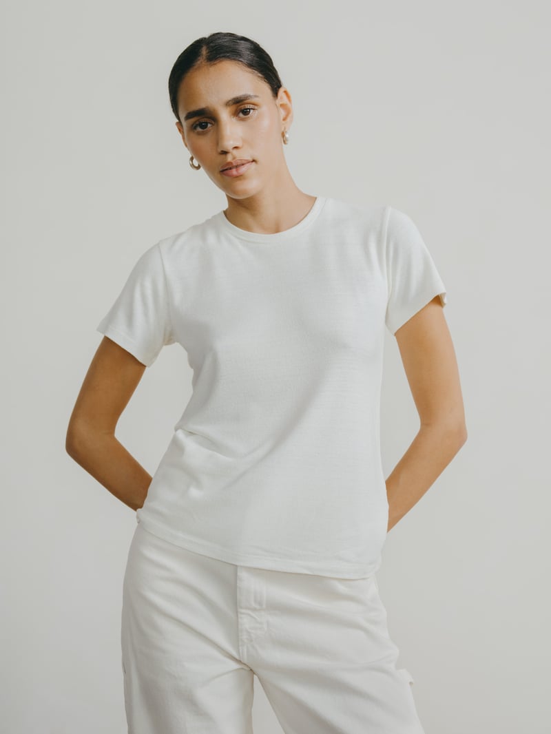 Classic Tee, Regen Silk Noil Jersey, Natural by OZMA, 100% Silk