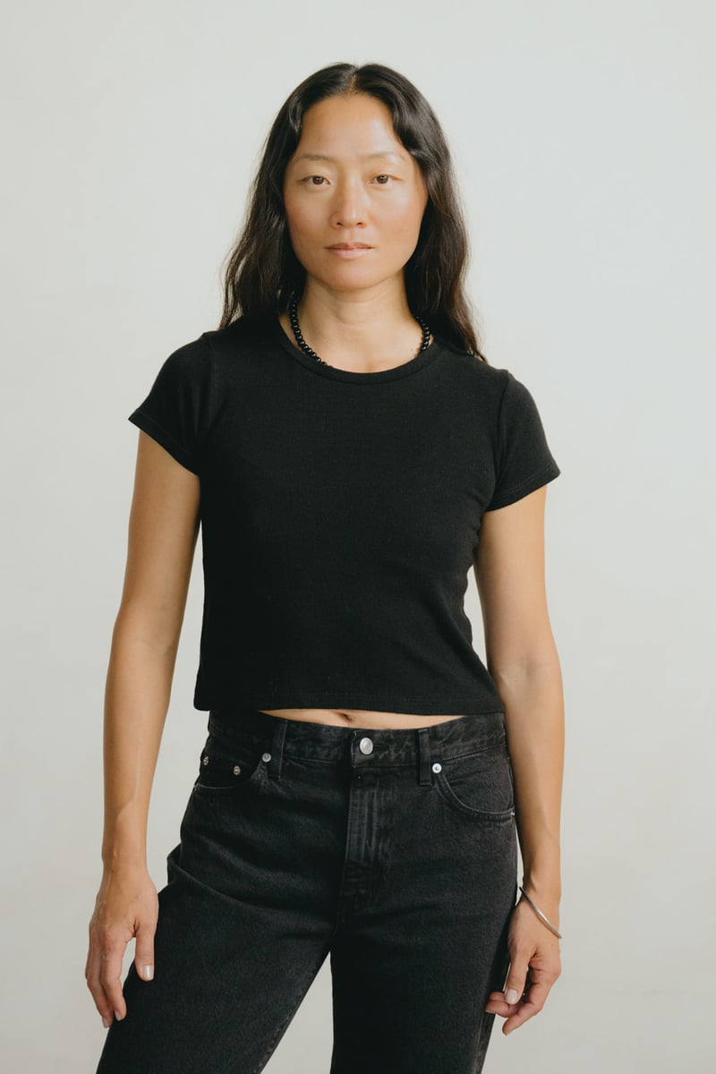 Lou Tee, Regen Silk Noil Jersey, Black by OZMA, 100% Silk