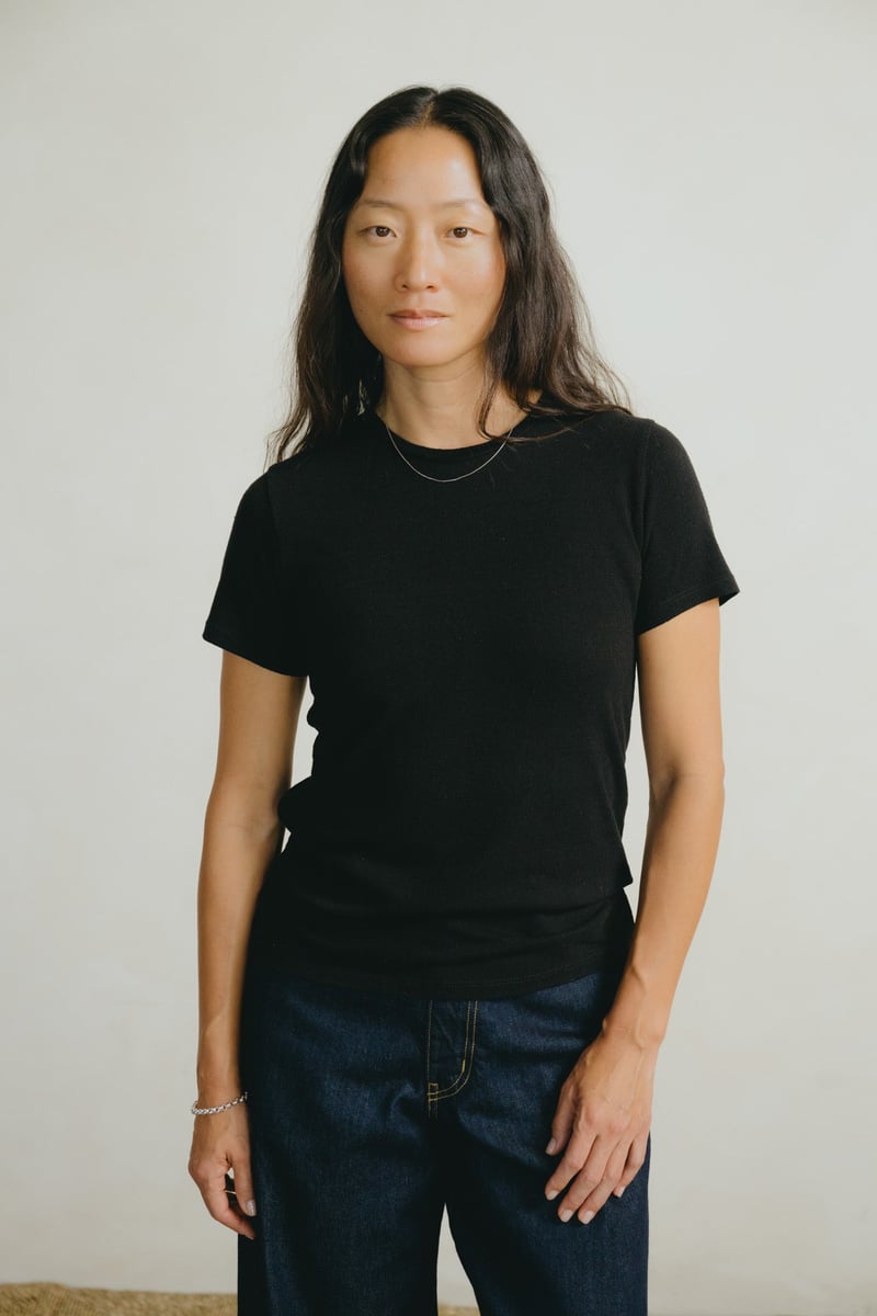 Classic Tee, Regen Silk Noil Jersey, Black by OZMA, 100% Silk