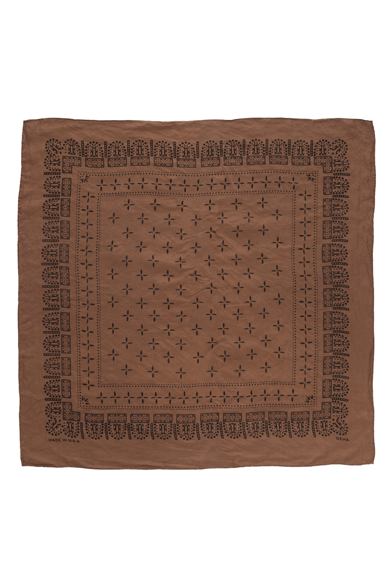 1930s Bandana, Regen Silk, Cedar by OZMA, 100% Silk