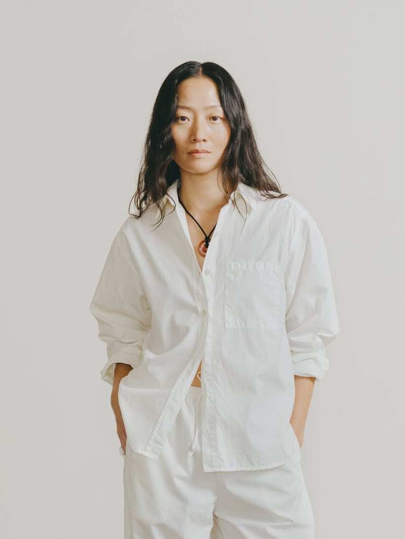 Marcie Shirt, Organic Poplin, Natural by OZMA, 100% Cotton