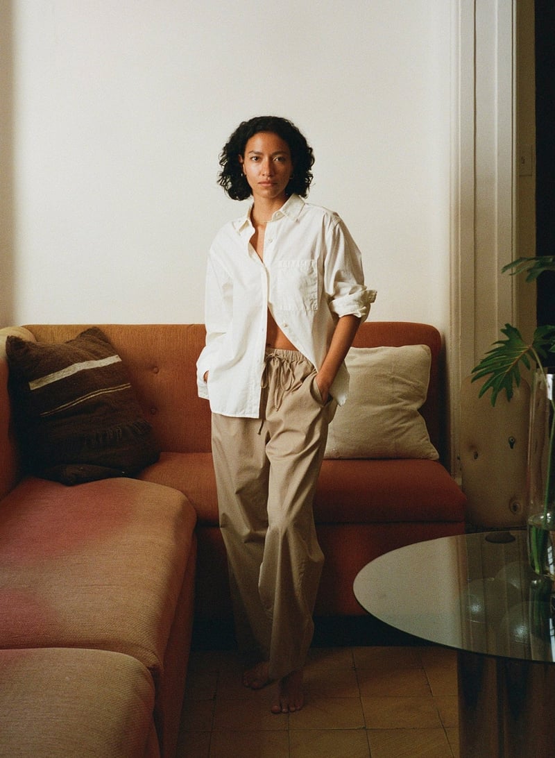All Day Pant, Organic Poplin, Khaki by OZMA, 100% Cotton