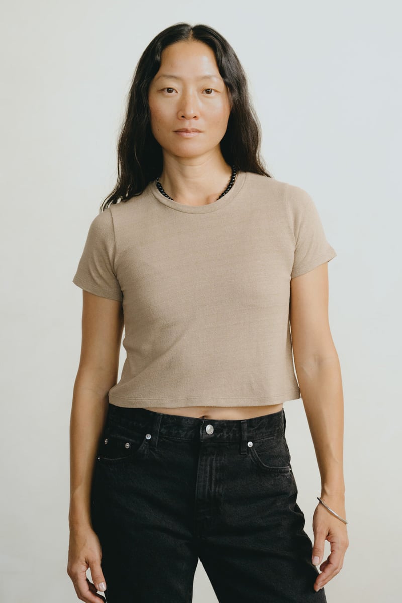 Lou Tee, Regen Silk Noil Jersey, Tea by OZMA, 100% Silk